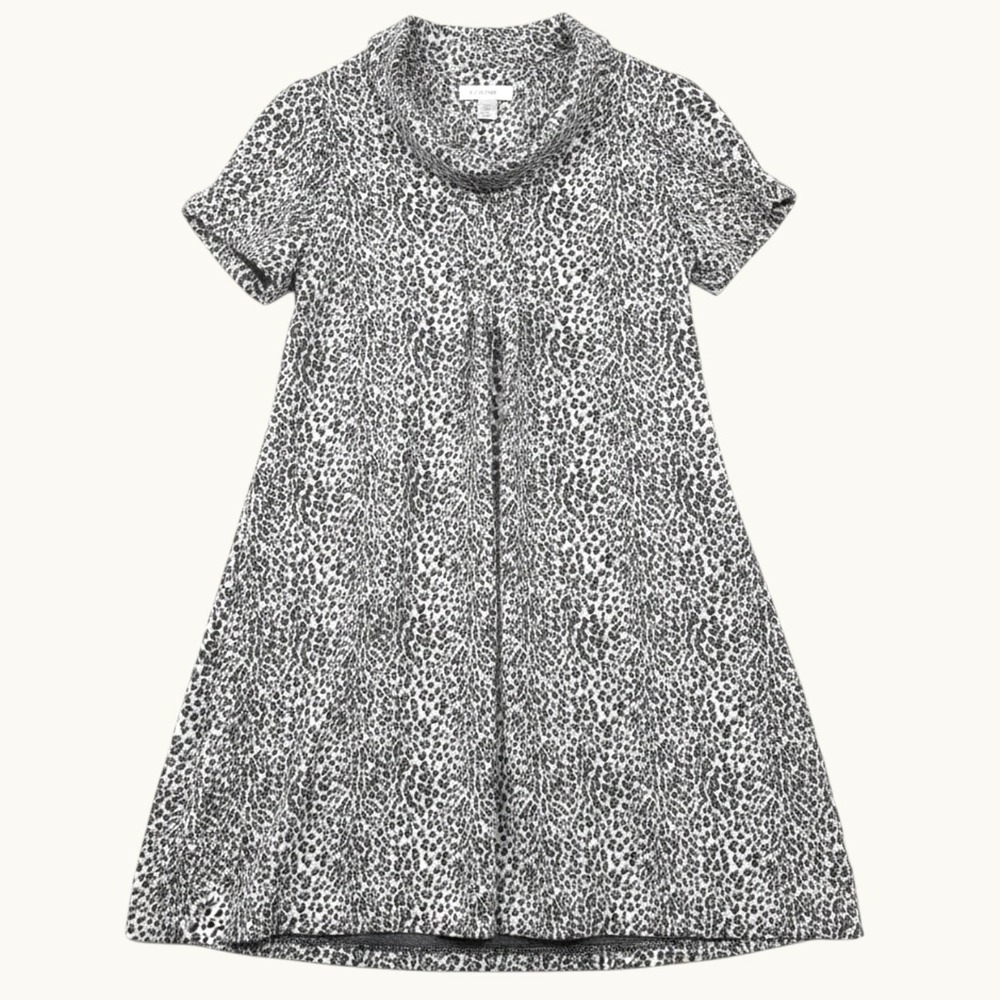 Christopher & Banks Dress Womens 8 Leopard Print Cowl Neck Swing Short Sleeve